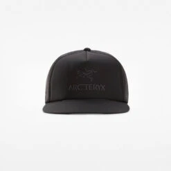 ArcTeryx Logo Flat Brim Trucker Hat -Mountaineering Equipment Store Arcteryx Logo Trucker Flat Hat Black