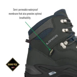 Lowa Renegade GTX MID Wide Mens Hiking Boot - Dark Grey -Mountaineering Equipment Store Lowa RenegadeGTXMidWideMens 02