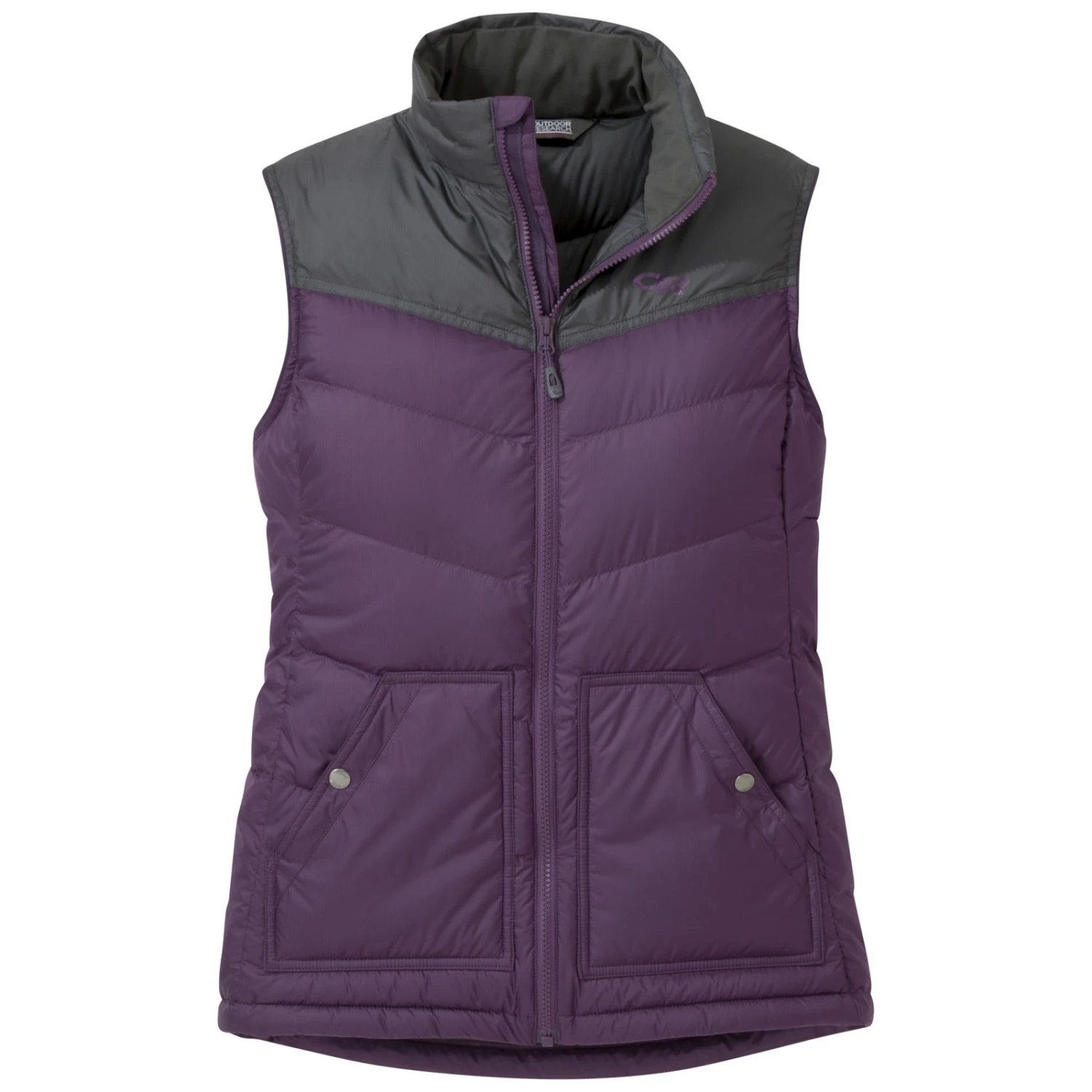 Outdoor Research Transcendent Womens Down Vest - Plum/Storm 3 Outdoor Research Transcendent Womens Down Vest - Plum/Storm