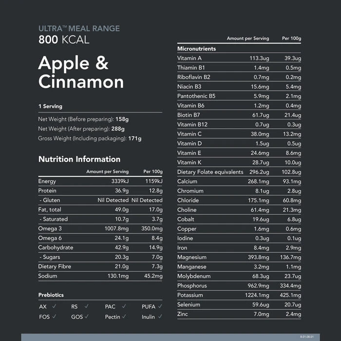 Radix Nutrition Ultra Breakfast Apple & Cinnamon Whey Protein - 800kcal 4 Radix Nutrition Ultra Breakfast Apple & Cinnamon Whey Protein - 800kcal - Image 2