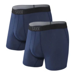 SAXX Quest Quick Dry Mesh Boxer Fly Brief - 2 Pack -Mountaineering Equipment Store SAXX Quest Boxer Brief Midnight Blue 2 Pack