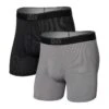 SAXX Quest Quick Dry Mesh Boxer Fly Brief - 2 Pack -Mountaineering Equipment Store Saxx Quest Mens Boxer Fly Brief 2 Pack Black Dark Charcoal II
